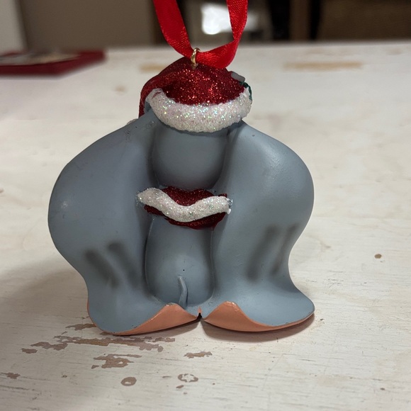 Disney Parks 3” Dumbo with Glitter Santa Hat and Candy Cane Christmas Ornament. - Picture 4 of 6